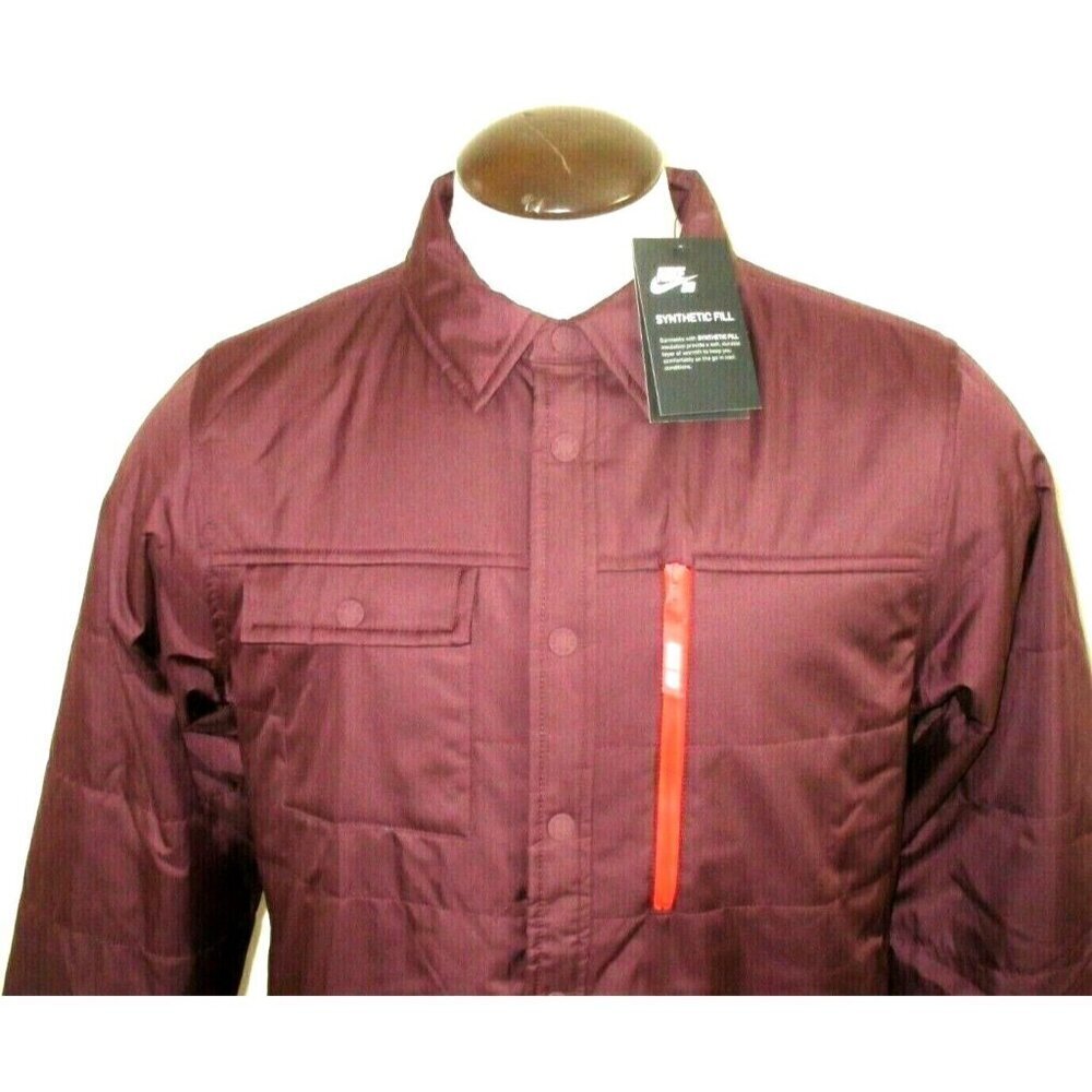 Nike SB Men's Holgate Synthetic Fill Snap Front Jacket Maroon Size Small NWT - Picture 2 of 4